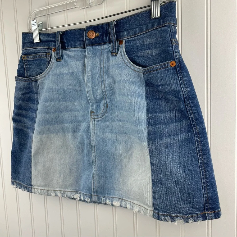 Madewell Pieced McCarren A-Line Denim 2 Tone Skirt Size 27
